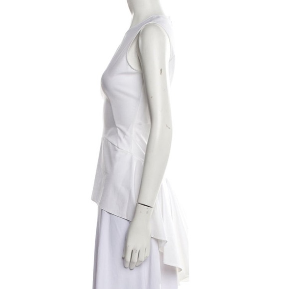 Alexander McQueen 2013 white Cotton Draped High Low Peplum crew neck Tank Top - Picture 3 of 14